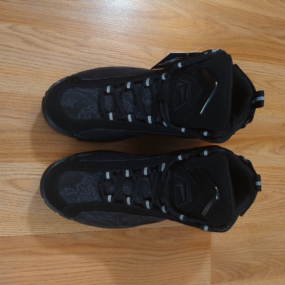 NWT FILA Grant Hill 2 Black Floral Suede Mid-Top Basketball Shoes Size - Picture 4 of 5